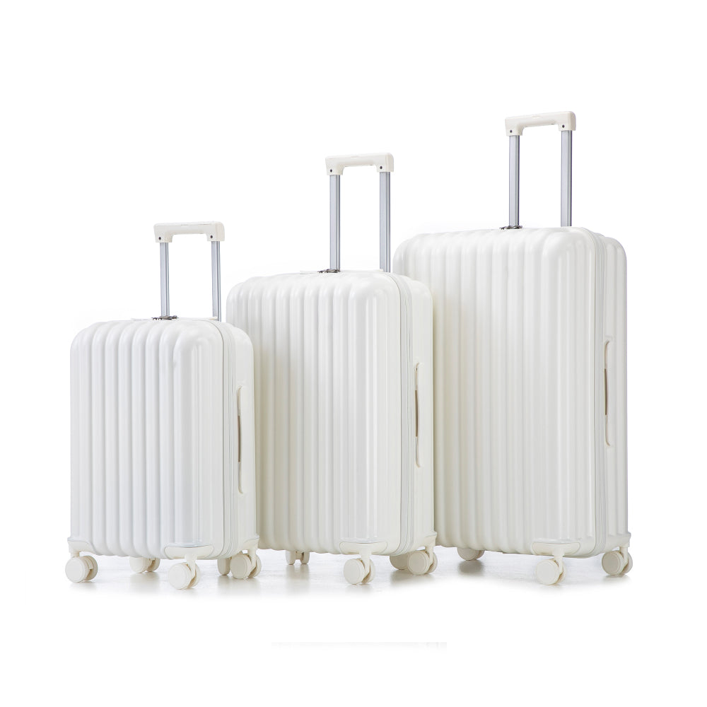20"/24"/28" 3 pcs/set in ABS Spinner Wheel Luggage, Carry on Suitcase, with Cup Holder & USB Port & Phone Holder (Pink)