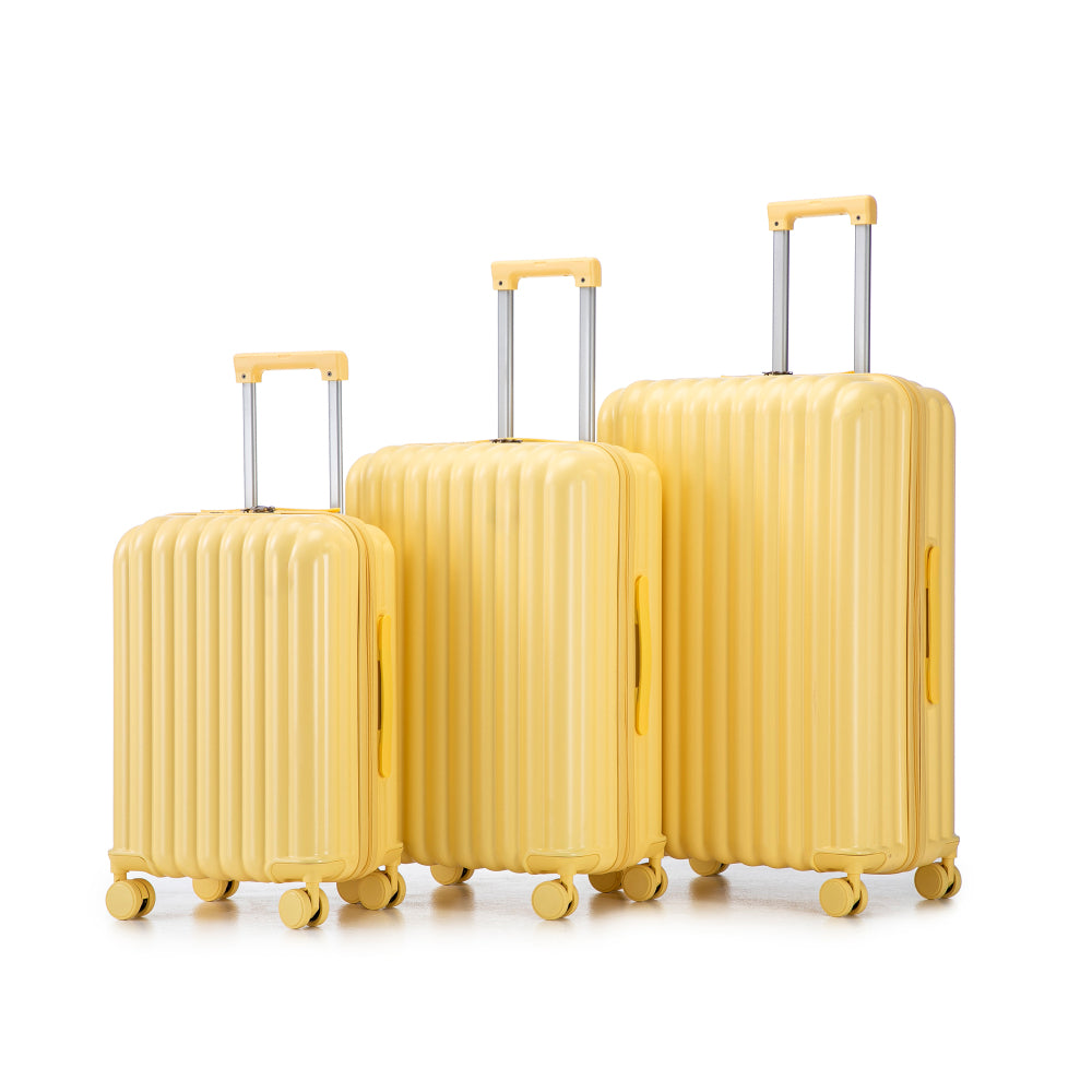 20"/24"/28" 3 pcs/set in ABS Spinner Wheel Luggage, Carry on Suitcase, with Cup Holder & USB Port & Phone Holder (Pink)