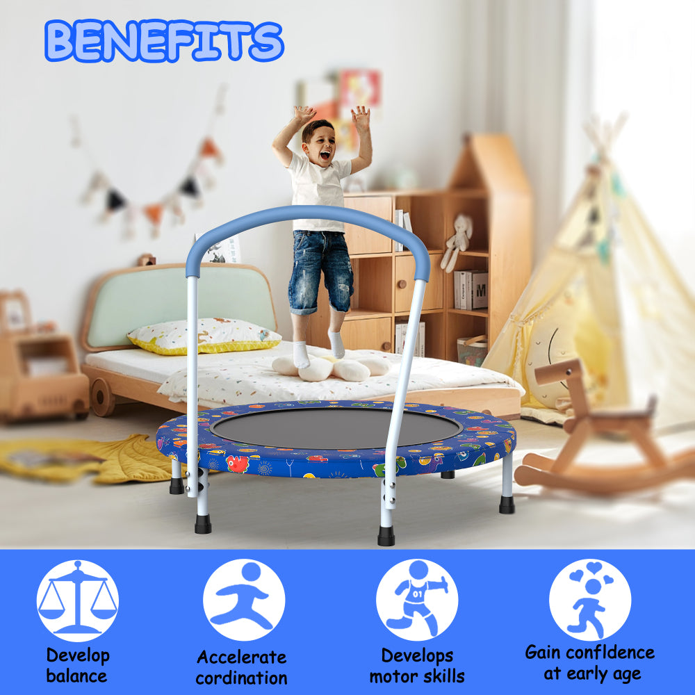 36" Toddler Trampoline for Kids 1 Year Plus with Handle, Baby Gifts for Boys and Girls, Indoor and Outdoor