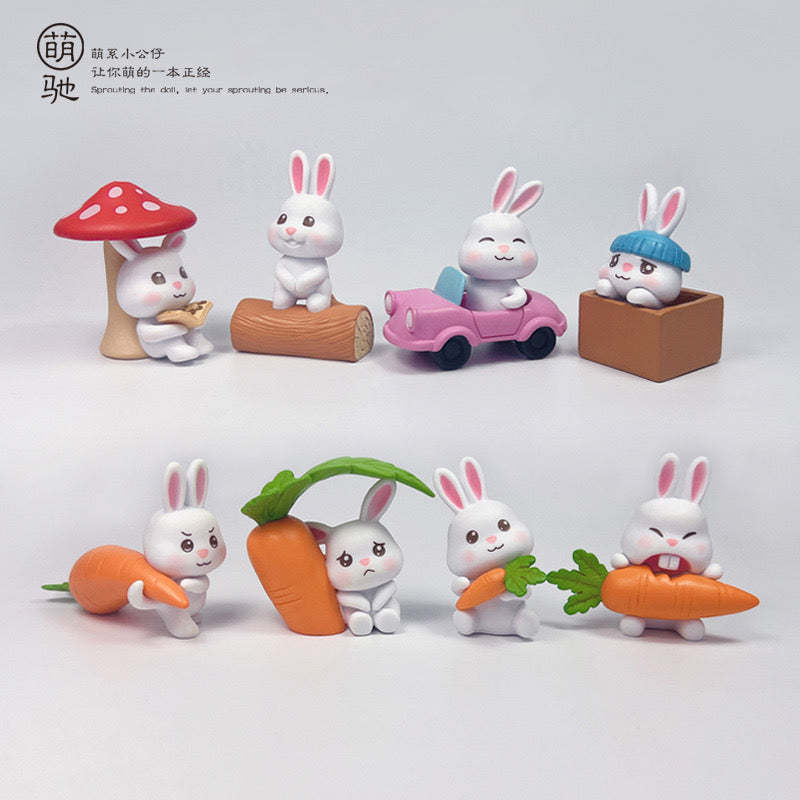 Mengchi Boneka Pajangan Kelinci Lucu Mini Dekorasi Meja Kamar Cute Rabbit Figurine Desain Imut Dan Mini Cocok Untuk Ruang Kecil Aksesori Menarik Untuk Kamar Dan Mobil