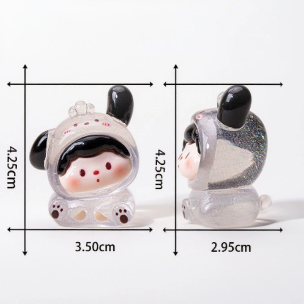 Boneka Mini Resin Transparan Lucu Figurine Kotak Misteri Hiasan Meja Mainan Koleksi Hadiah