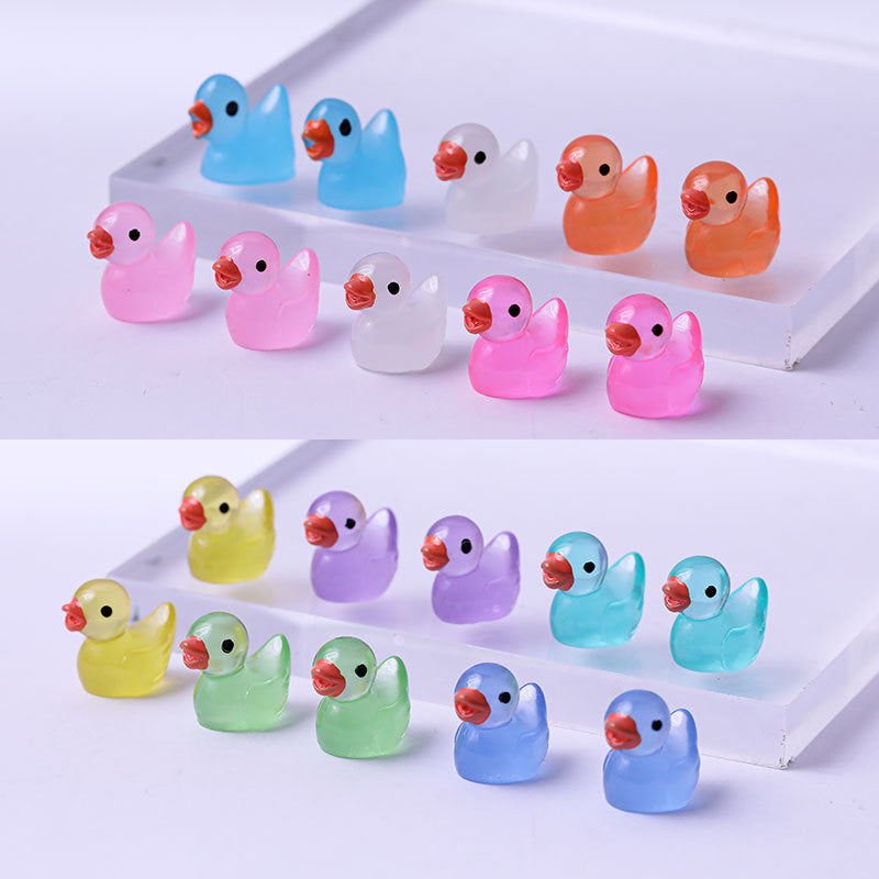 Glowing Mini Resin Little Ducks Moss Microlandscape Miniature Duck Figurines Fairy Garden Accessories Home Decor