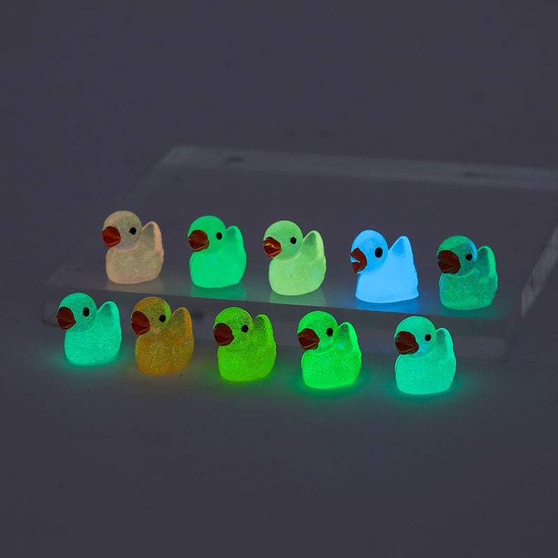 Glowing Mini Resin Little Ducks Moss Microlandscape Miniature Duck Figurines Fairy Garden Accessories Home Decor