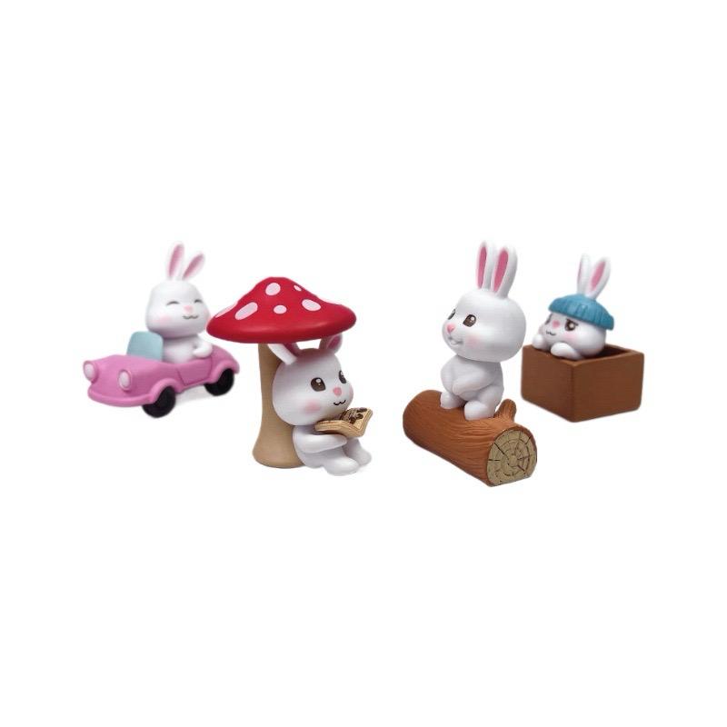 Mengchi Boneka Pajangan Kelinci Lucu Mini Dekorasi Meja Kamar Cute Rabbit Figurine Desain Imut Dan Mini Cocok Untuk Ruang Kecil Aksesori Menarik Untuk Kamar Dan Mobil