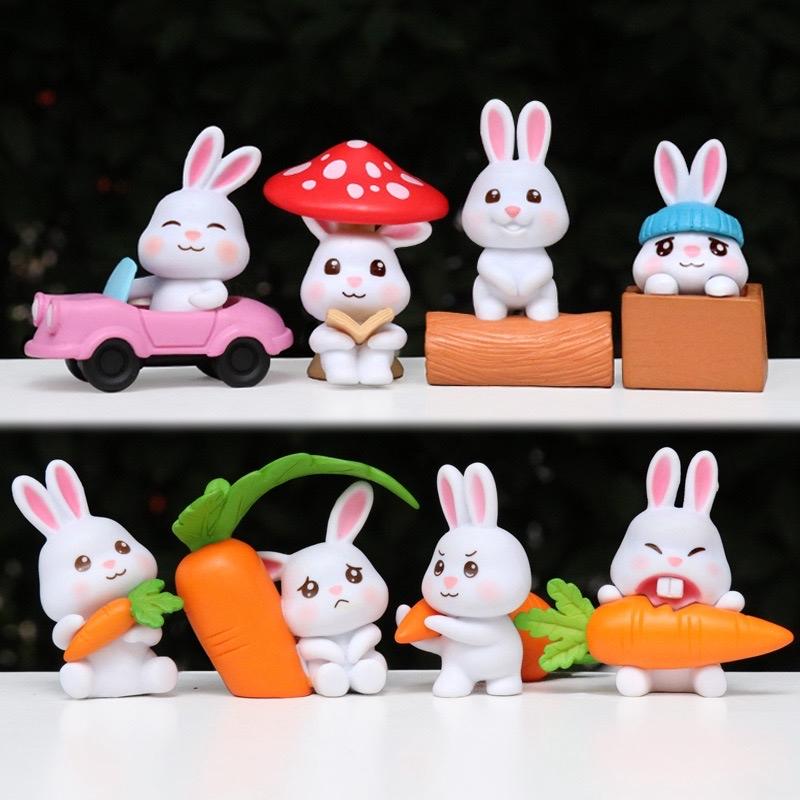 Mengchi Boneka Pajangan Kelinci Lucu Mini Dekorasi Meja Kamar Cute Rabbit Figurine Desain Imut Dan Mini Cocok Untuk Ruang Kecil Aksesori Menarik Untuk Kamar Dan Mobil